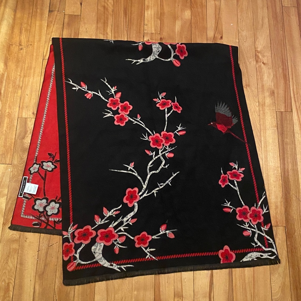 Melanie Lyne Floral Bird Print scarf Wrap